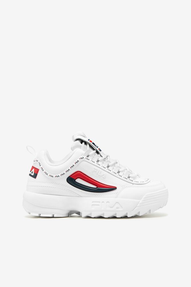 Fila Disruptor 2 Premium Repeat White Sneakers Womens - NZ 16907-TFYU